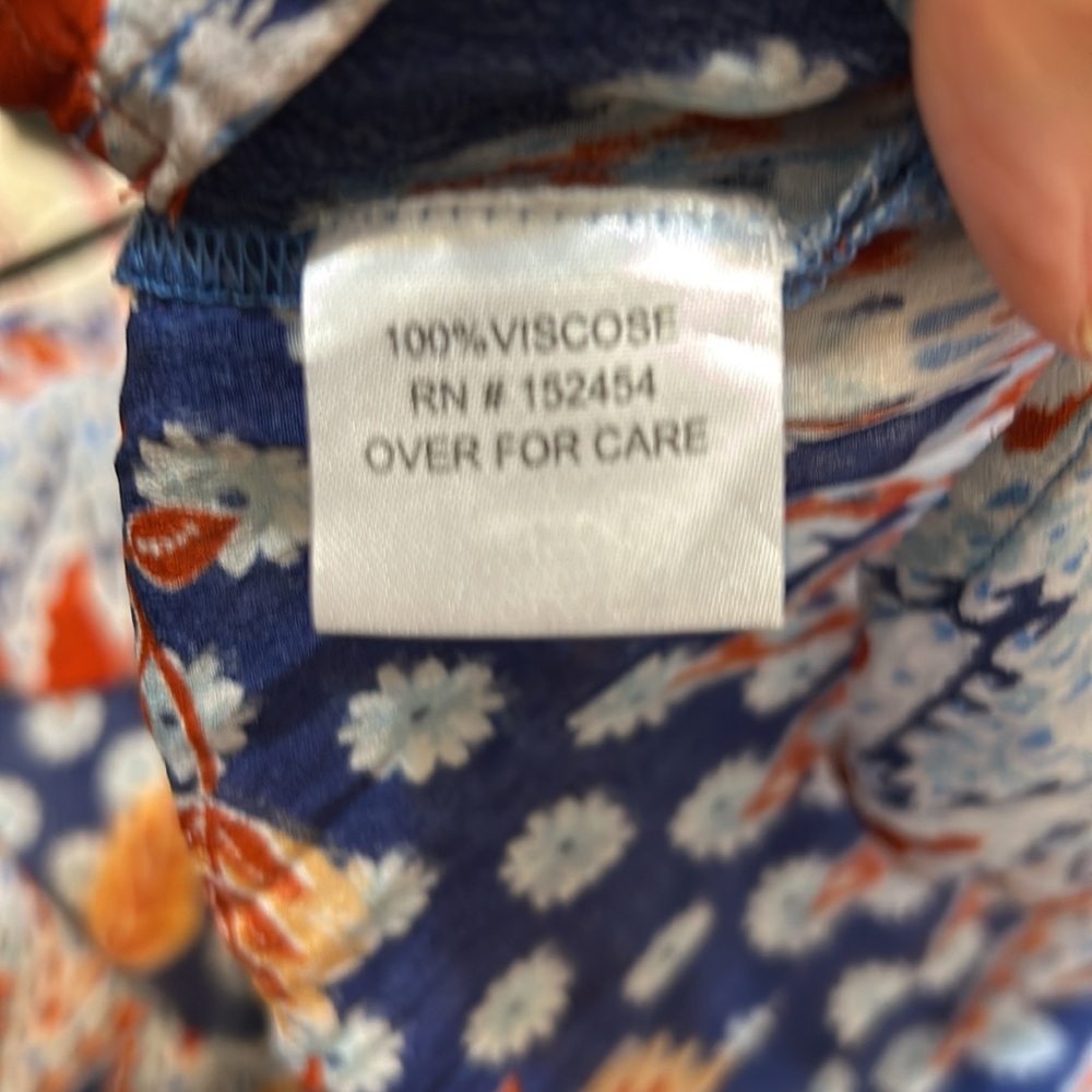 Floral Patchwork Blouse - Blue and Orange - Picture 8 of 9